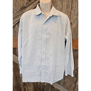 Calvin klein XL geometric long sleeve button up dress shirt blue ^*